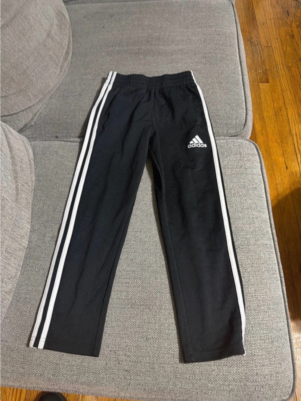 Adidas Kids Black Track Pants with White Stripes girls
